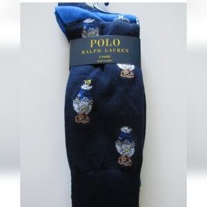 Polo Ralph Lauren Navy Blue Bear Dress Socks,new